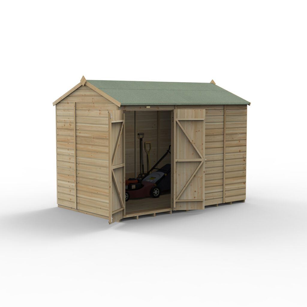 Beckwood 10×6 Reverse Apex Shed – No Windows – Double Door with Installation 5013053198100 2